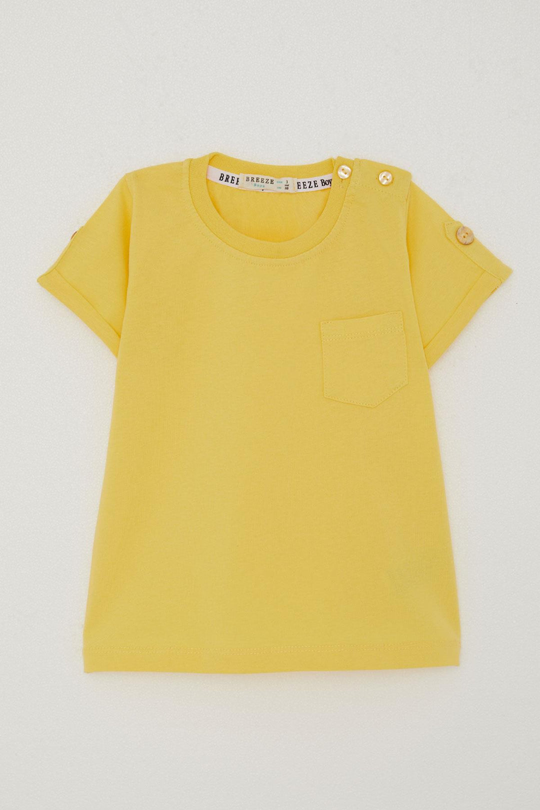 BRE Breeze Baby Boy T-Shirt with Pocketed Sleeves Buttoned Accessorized 9 Months-3 Years, Yellow - Bullhead City