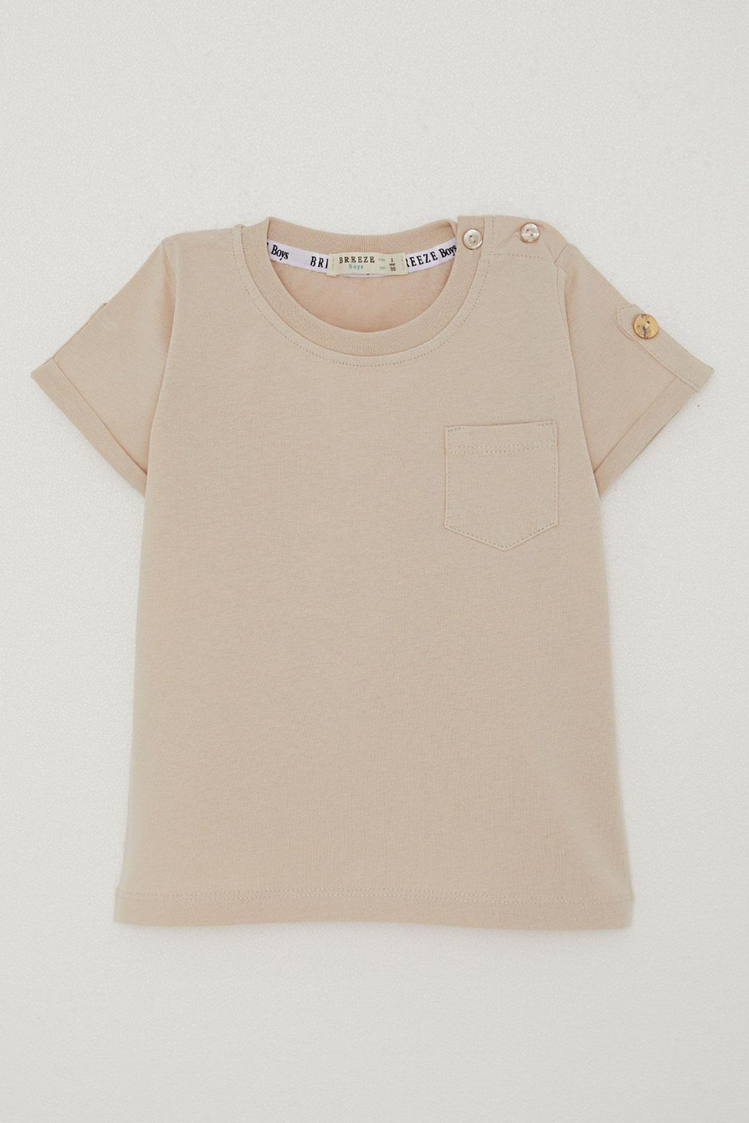 BRE Breeze Baby Boy T-shirt with Pocketed Sleeves Buttoned Accessorized 9 Months-3 Years, Beige - Orange