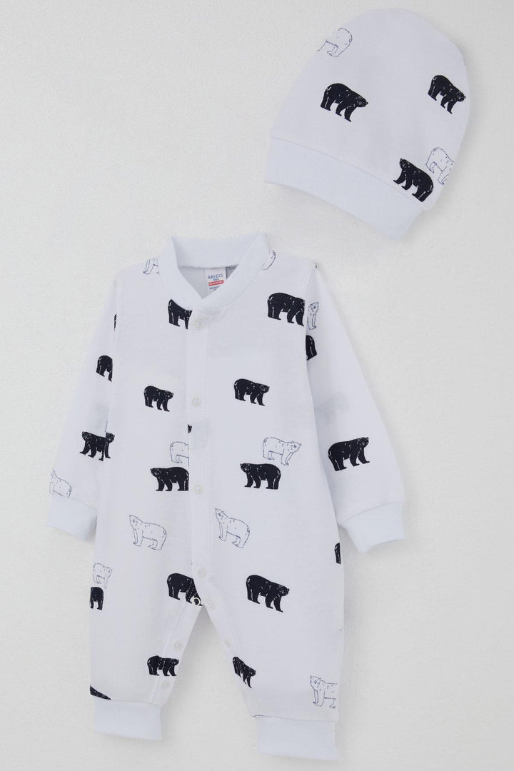 BRE Breeze Baby Boy Romper Cute Polar Bear Patterned 0-6 Months, White - L’Aquila