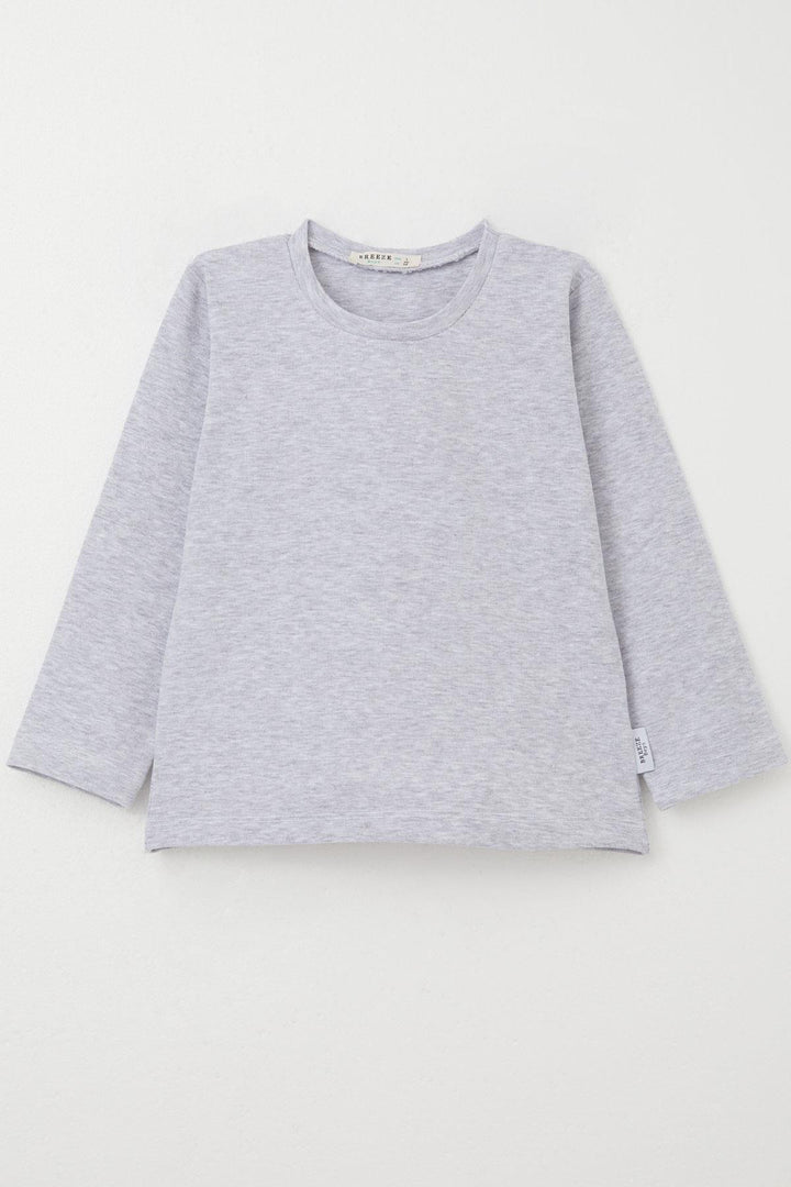 BRE Breeze Baby Boy Long Sleeve T-Shirt Basic 9 Months-3 Years, Light Grey Melange - Milton Keynes