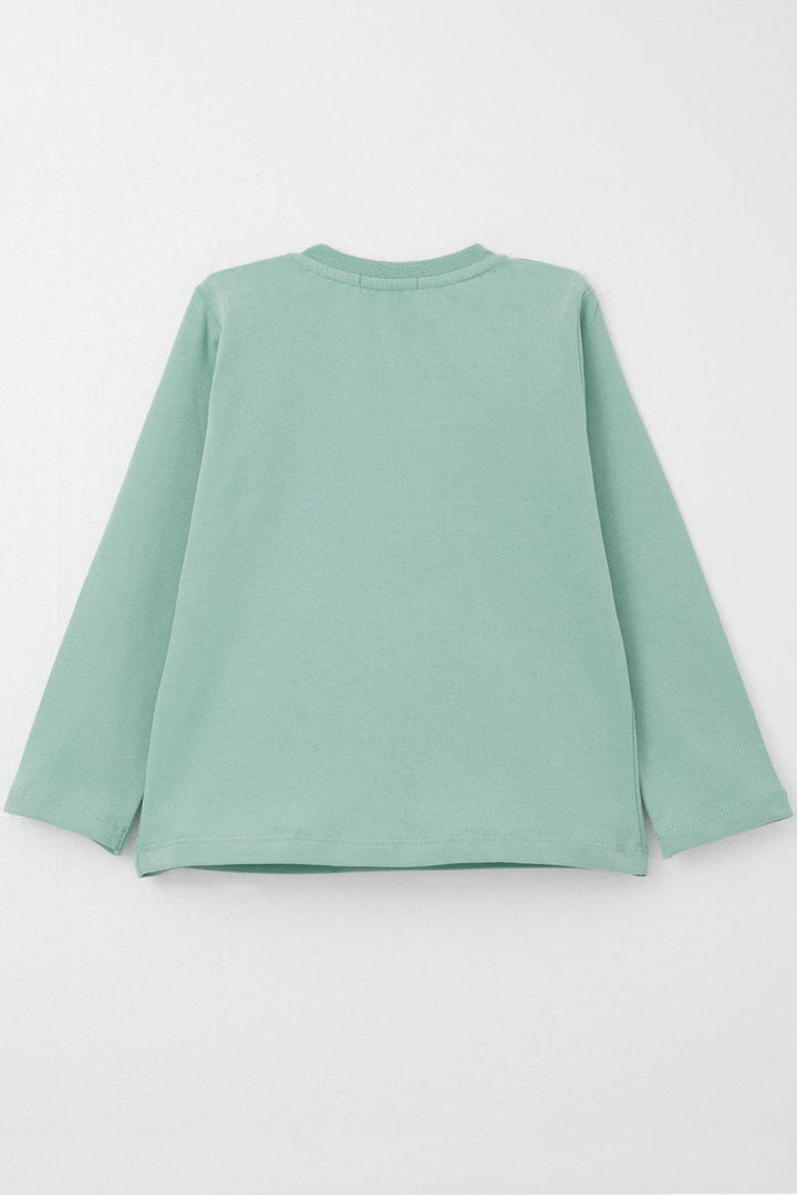 BRE Breeze Baby Boy Long Sleeve T-Shirt with Teddy Bear Embroidery 9 Months-3 Years, Water Green - Jacksonville