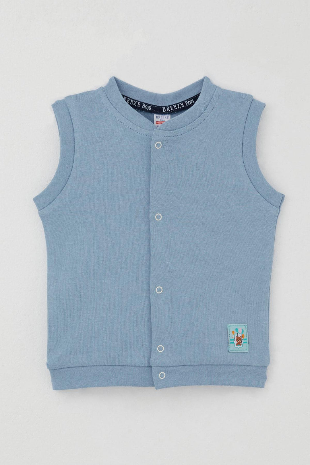 BRE Breeze Baby Boy Vest with Snap Cute Balloon Bear Embroidered 4 Months Year, Blue - Sérres