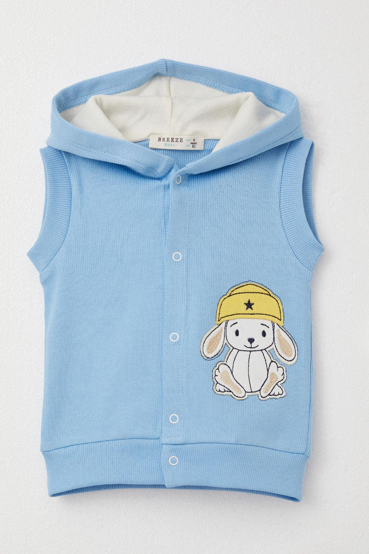 BRE Breeze Baby Boy Bodysuit 3-Piece Set with Cute Hat Dog Embroidery 4 Months Year, Light Blue - Talavera de la Reina