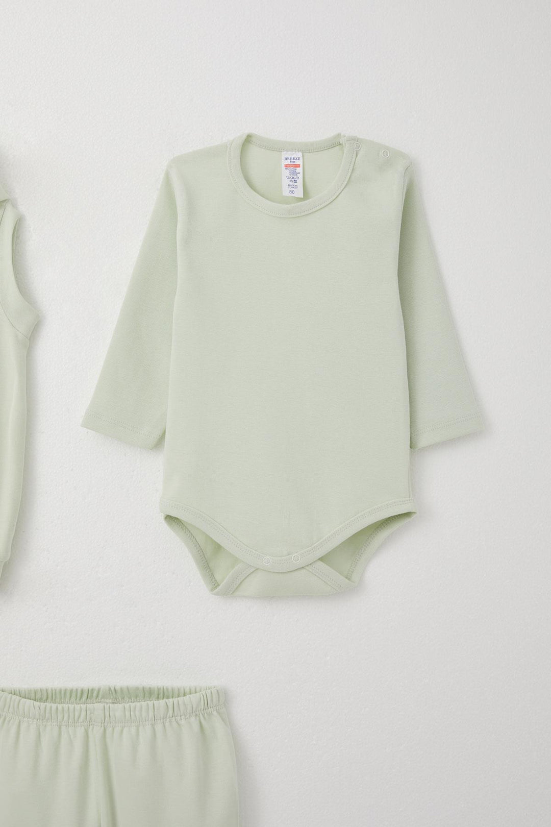 BRE Breeze Baby Boy Bodysuit 3-Piece Set with Cute Bunny Embroidery Hooded 4 Months Year, Water Green - Villajoyosa