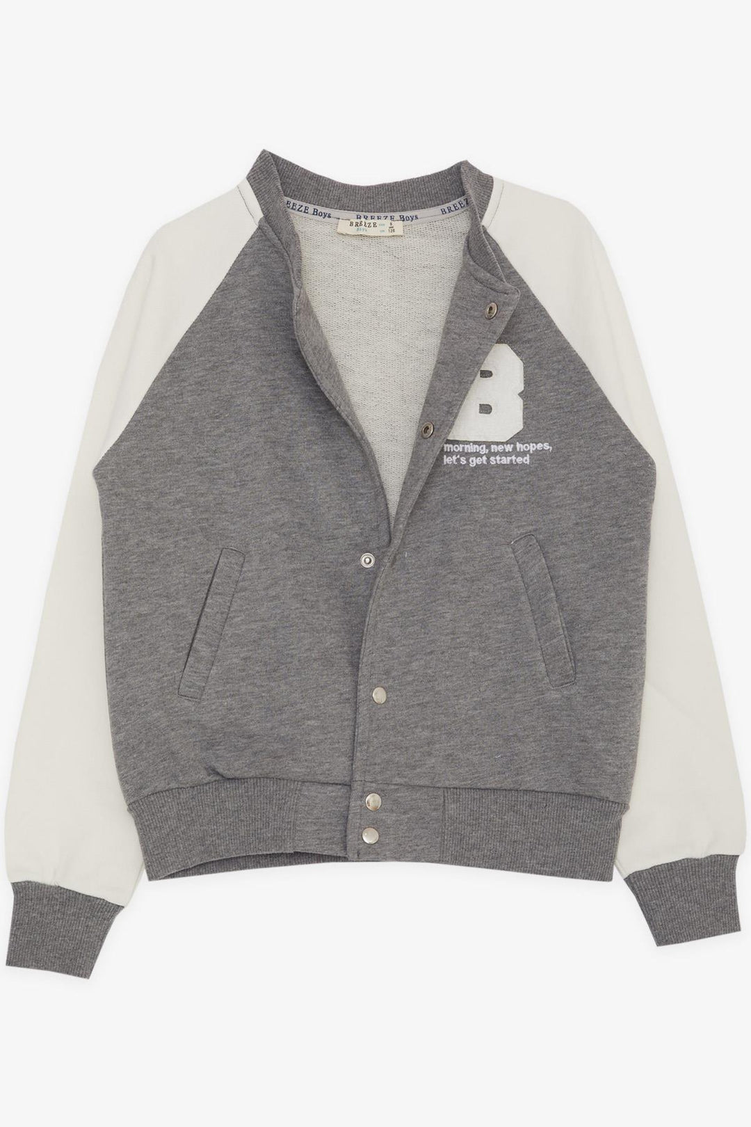 BRE Breeze Girls & Boys Boys' College Jacket with Letter Embroidery Snap Fastener 84 Years, Dark Grey Melange - Cleveland Heights