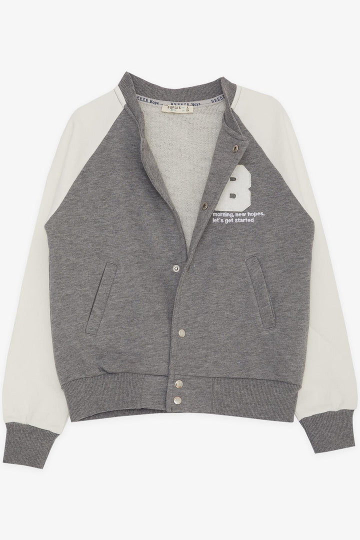 BRE Breeze Girls & Boys Boys' College Jacket with Letter Embroidery Snap Fastener 84 Years, Dark Grey Melange - Cleveland Heights