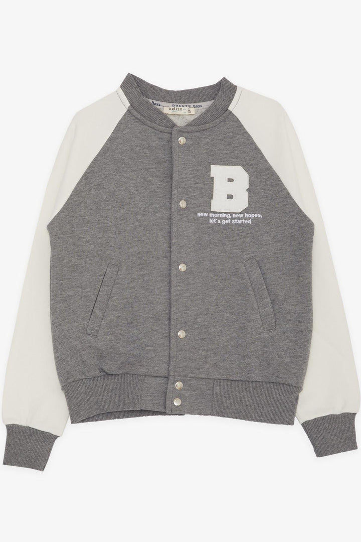 BRE Breeze Girls & Boys Boys' College Jacket with Letter Embroidery Snap Fastener 84 Years, Dark Grey Melange - Cleveland Heights