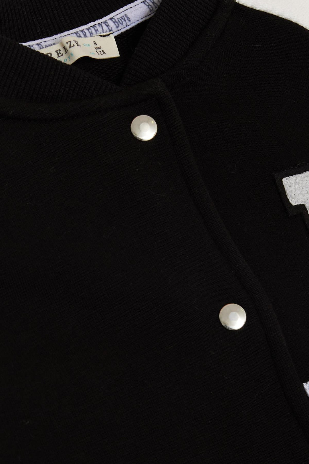 BRE Breeze Girls & Boys Boys College Jacket with Letter Embroidery Snap Fastener 84 Years, Black - Pomezia