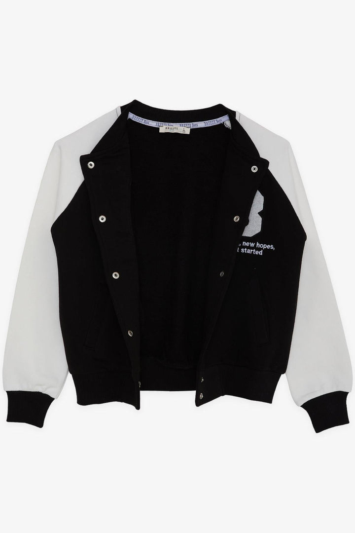 BRE Breeze Girls & Boys Boys College Jacket with Letter Embroidery Snap Fastener 84 Years, Black - Pomezia