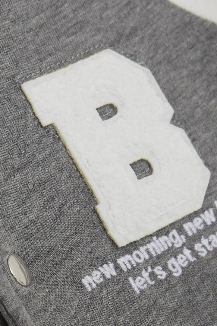 BRE Breeze Girls & Boys Boys' College Jacket with Letter Embroidery Snap Fastener 84 Years, Dark Grey Melange - Cleveland Heights