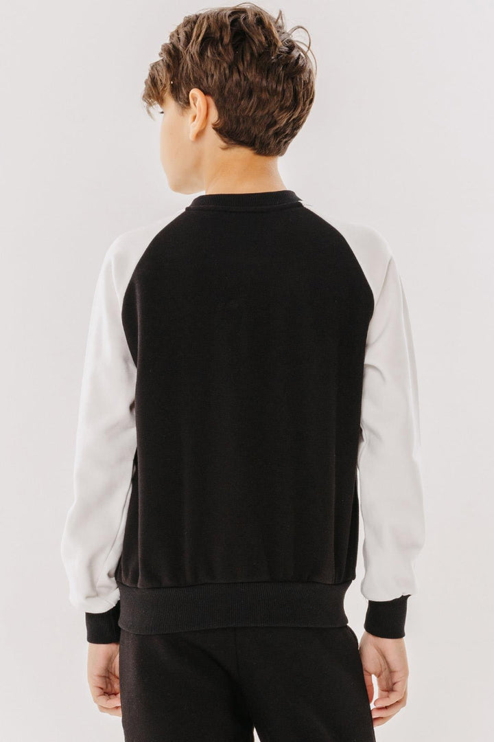 BRE Breeze Girls & Boys Boys College Jacket with Letter Embroidery Snap Fastener 84 Years, Black - Pomezia