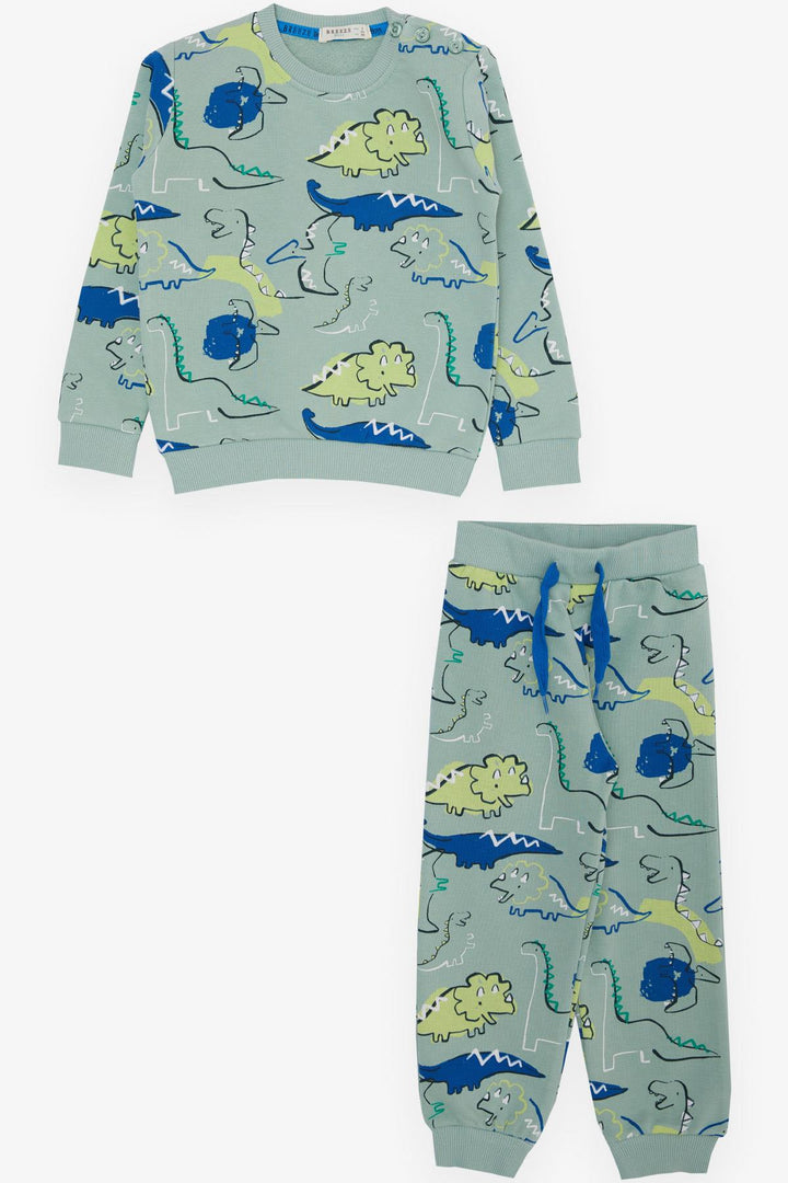 BRE Breeze Girls & Boys Boys' Tracksuit with Dinosaur Patterned Drawstring Accessory, 2-6 Years, Mint Green - Ludwigsburg