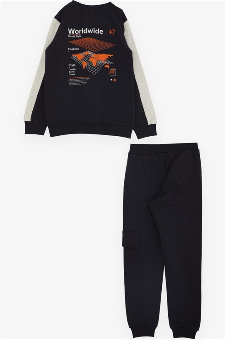 BRE Breeze Girls & Boys Boys' Tracksuit World Style Themed Slogan Printed 72 Years, Navy Blue - Santarém