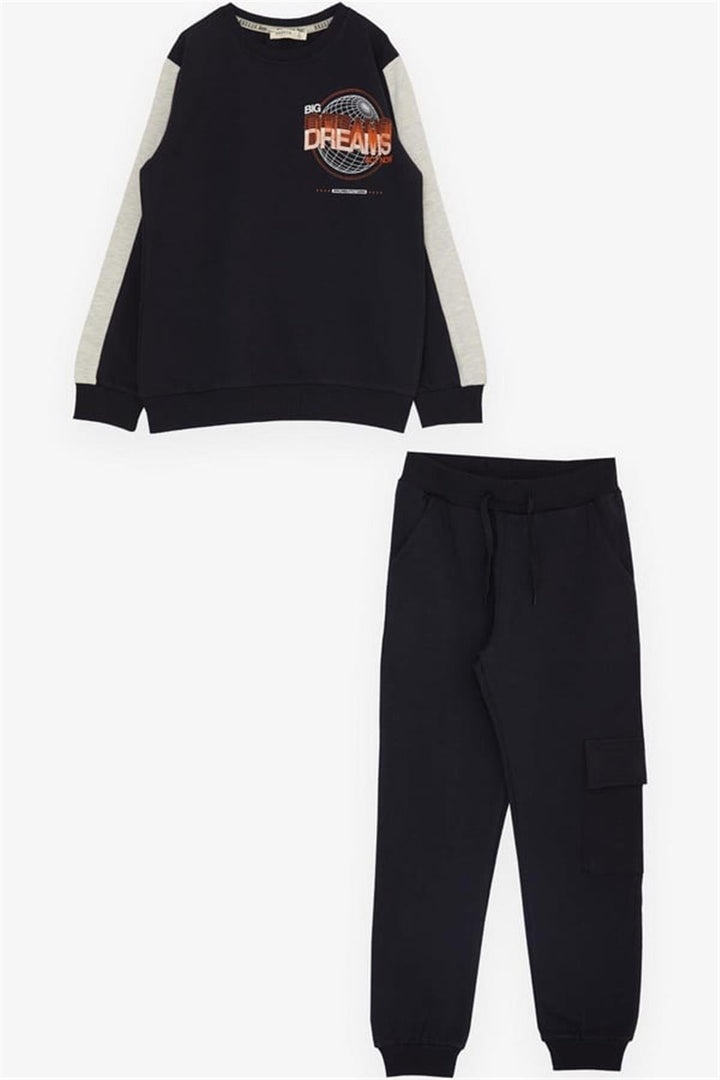 BRE Breeze Girls & Boys Boys' Tracksuit World Style Themed Slogan Printed 72 Years, Navy Blue - Santarém