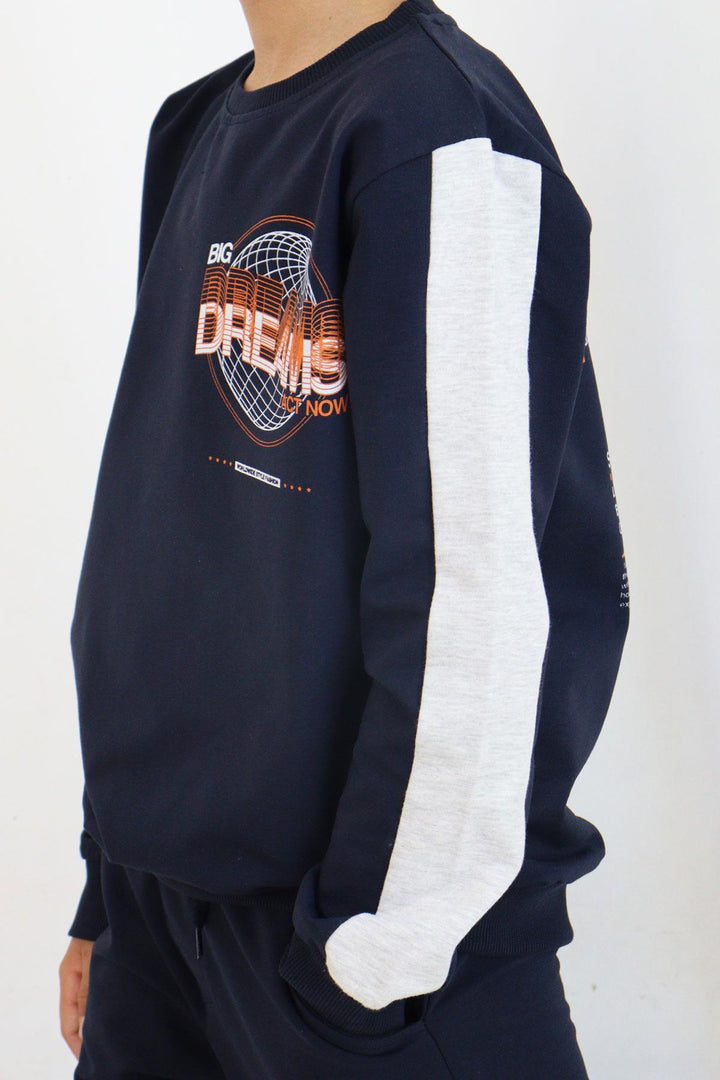 BRE Breeze Girls & Boys Boys' Tracksuit World Style Themed Slogan Printed 72 Years, Navy Blue - Santarém