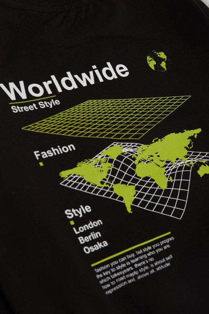 BRE Breeze Girls & Boys Boys' Tracksuit World Style Themed Slogan Printed 72 Years, Black - Navapolatsk