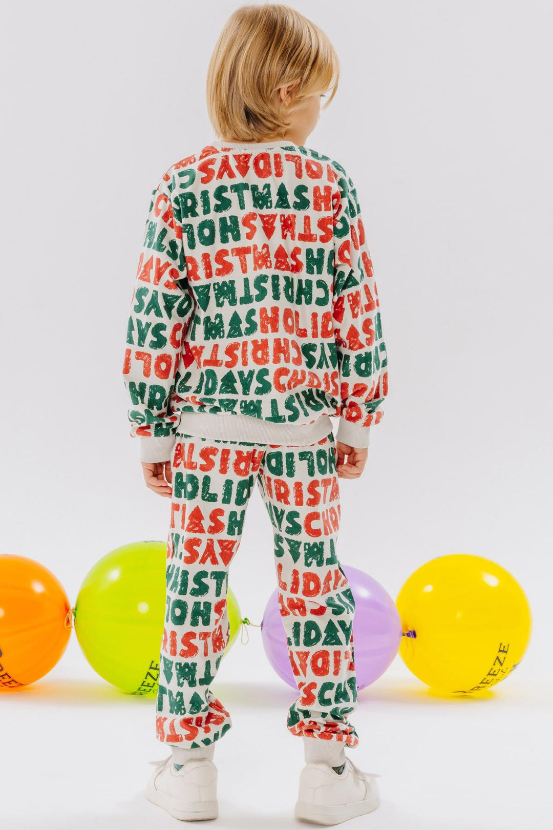 BRE Breeze Girls & Boys Boys Tracksuit New Year Themed Writing Patterned 4-8 Years, Stone - West Orange