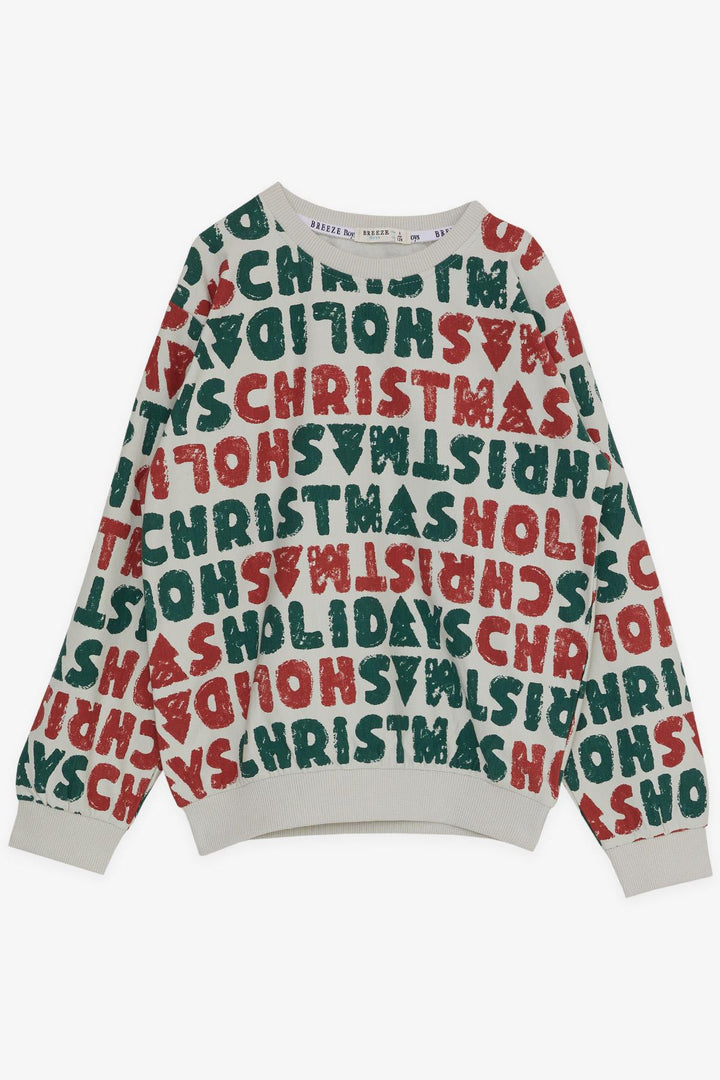 BRE Breeze Girls & Boys Boys Tracksuit New Year Themed Writing Patterned 4-8 Years, Stone - West Orange