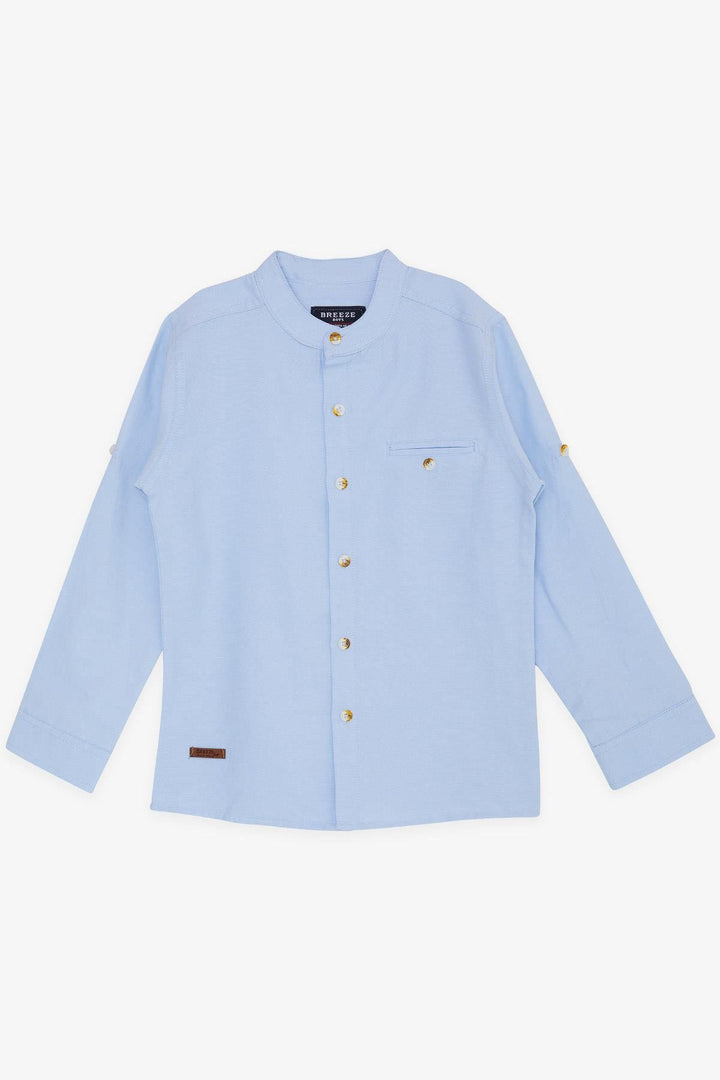 BRE BREEZE GIRLS & BOYS Boys Shirt with Crest Buttoned 82 Years, Light Blue - Palatine