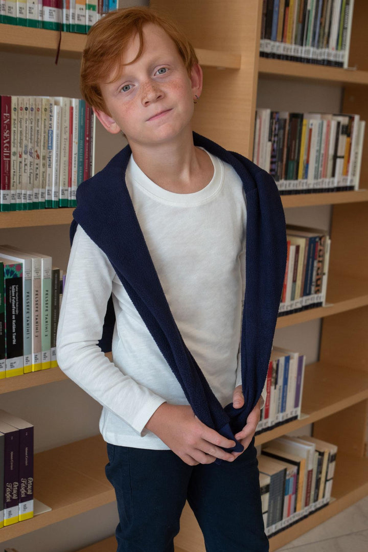 BRE Breeze Girls & Boys Boys' Hooded Zippered Hoodie with Polar Fleece Arm Badge, Navy Blue, 84 Years - Fleet