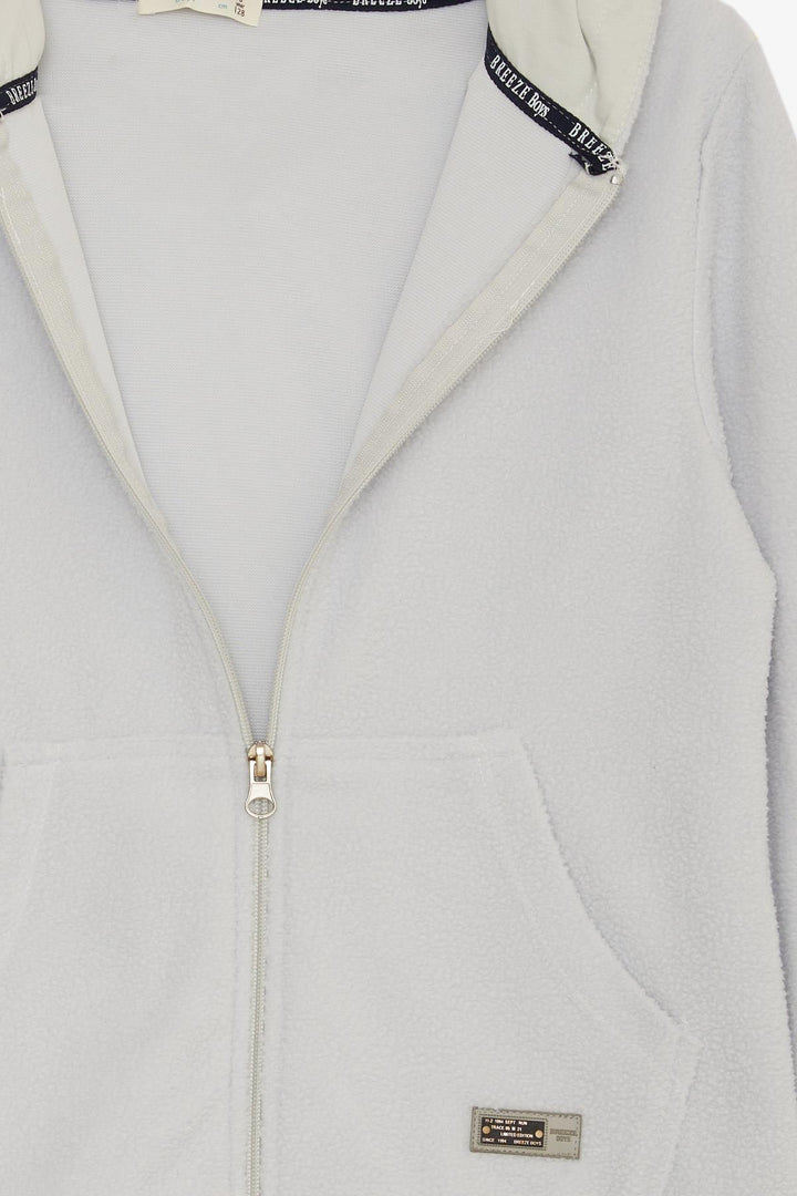 BRE Breeze Girls & Boys Boys' Hooded Zippered Hoodie Polar Fleece with Emblem, Ice Blue, 84 Years - Mieres