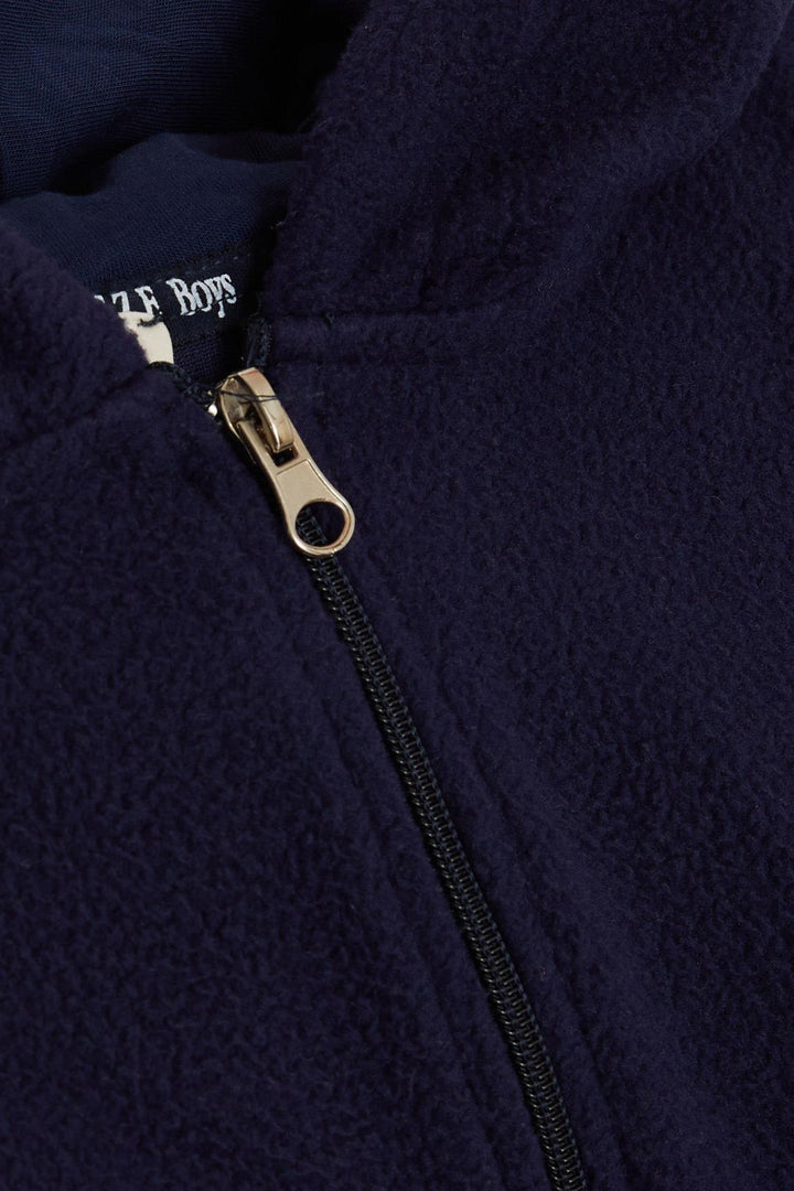 BRE Breeze Girls & Boys Boys' Hooded Zippered Hoodie with Polar Fleece Arm Badge, Navy Blue, 84 Years - Fleet