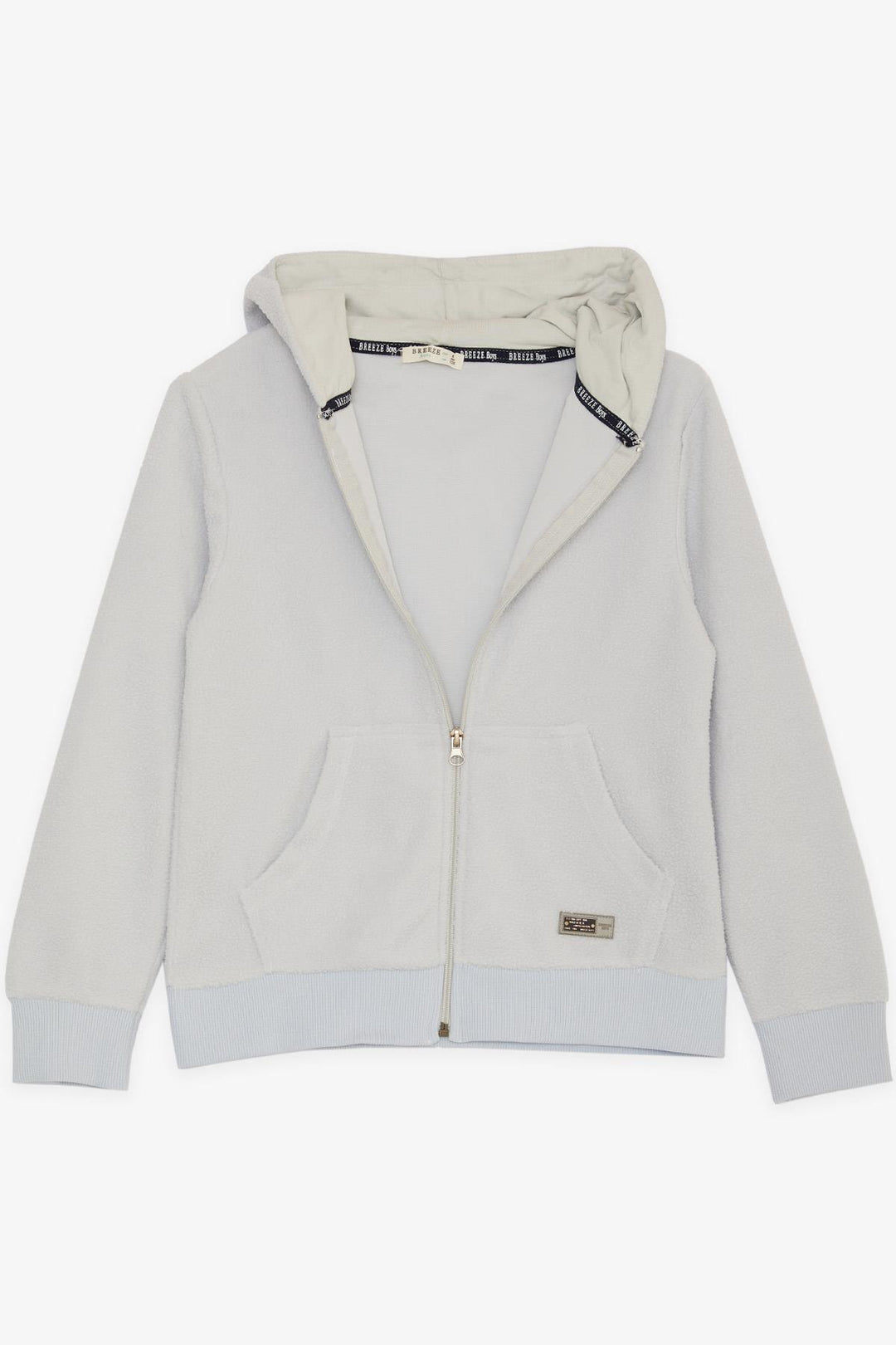 BRE Breeze Girls & Boys Boys' Hooded Zippered Hoodie Polar Fleece with Emblem, Ice Blue, 84 Years - Mieres