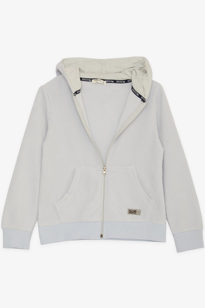 BRE Breeze Girls & Boys Boys' Hooded Zippered Hoodie Polar Fleece with Emblem, Ice Blue, 84 Years - Mieres
