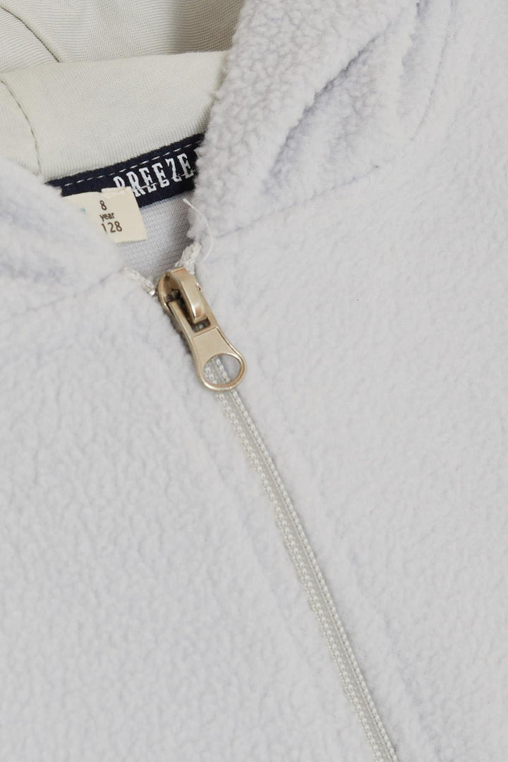 BRE Breeze Girls & Boys Boys' Hooded Zippered Hoodie Polar Fleece with Emblem, Ice Blue, 84 Years - Mieres