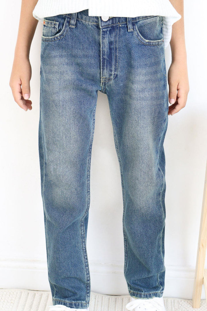 BRE Breeze Girls & Boys Boys' Denim Jeans Stonewashed Pocket Zipper 104 Years, Blue - Antibes