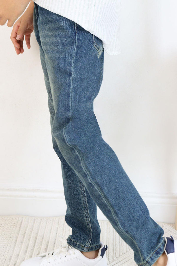 BRE Breeze Girls & Boys Boys' Denim Jeans Stonewashed Pocket Zipper 104 Years, Blue - Antibes