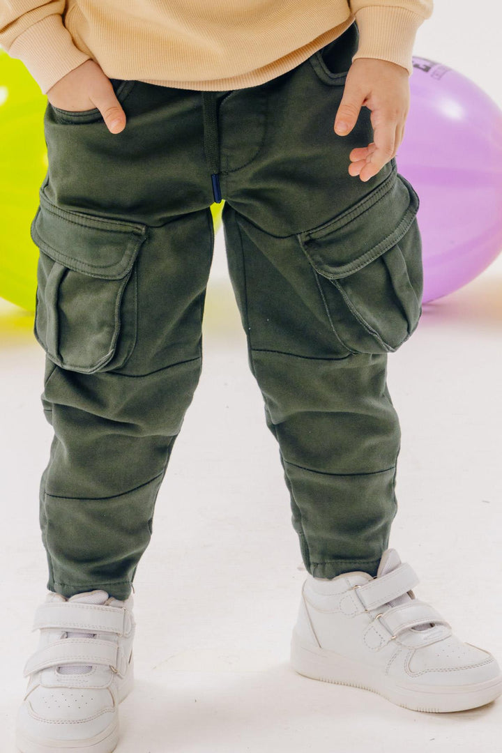 BRE Breeze Girls & Boys Boys' Cargo Pants with Elastic Waistband 3-7 Years, Khaki Green - Mandurah