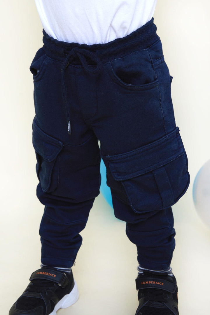 BRE Breeze Girls & Boys Boys Cargo Pants with Elastic Waistband 3-7 Years, Navy Blue - Lac-Brome