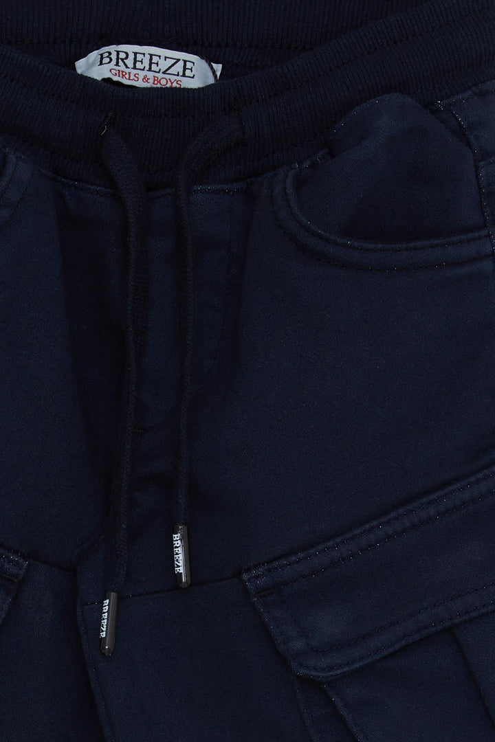 BRE Breeze Girls & Boys Boys Cargo Pants with Elastic Waistband 3-7 Years, Navy Blue - Lac-Brome