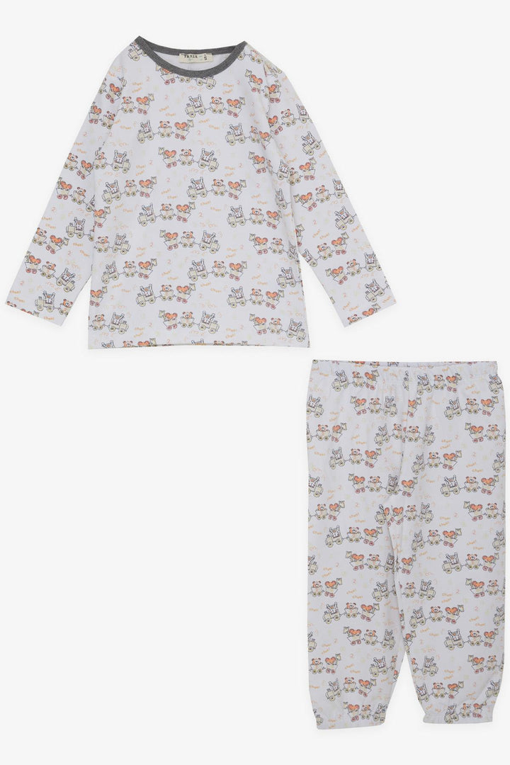 BRE Breeze Girls & Boys Boys' Pajama Set Cool Fun Animal Patterned 1-4 Years, Ecru - Borgerhout