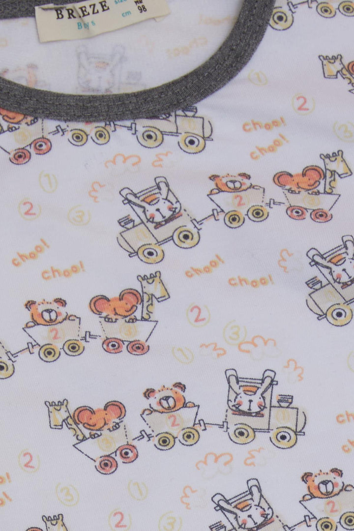 BRE Breeze Girls & Boys Boys' Pajama Set Cool Fun Animal Patterned 1-4 Years, Ecru - Borgerhout
