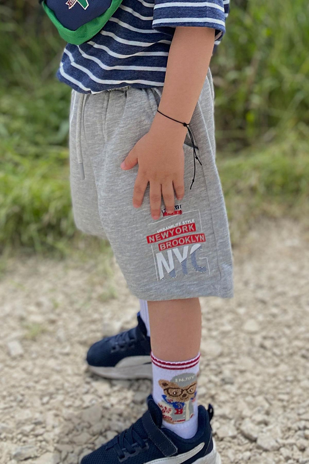 BRE Breeze Girls & Boys Boys' Shorts Printed with Drawstring Pockets 3-7 Years, Light Grey Melange - Richardson