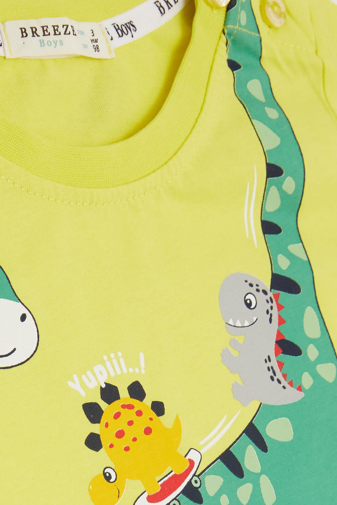 BRE Breeze Girls & Boys Boys Shorts Set Happy Dinosaur Family Printed 1-4 Years, Yellow - Cheltenham