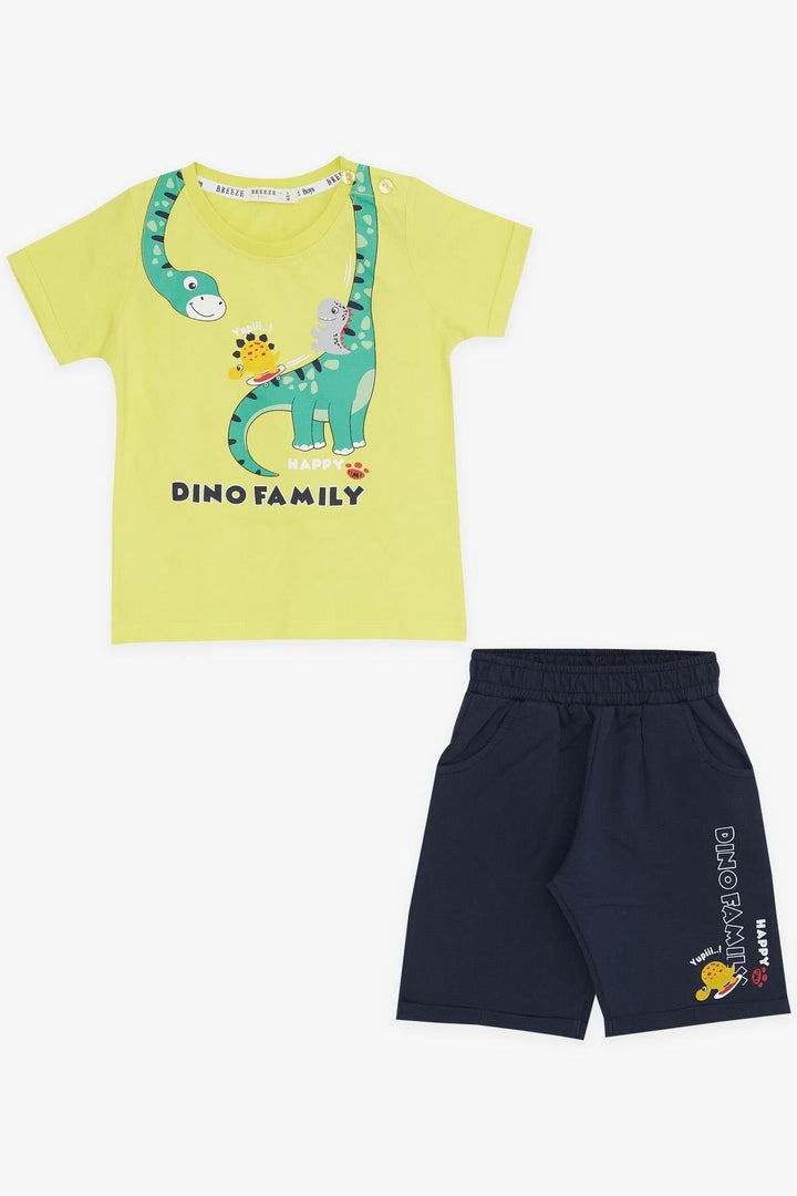 BRE Breeze Girls & Boys Boys Shorts Set Happy Dinosaur Family Printed 1-4 Years, Yellow - Cheltenham