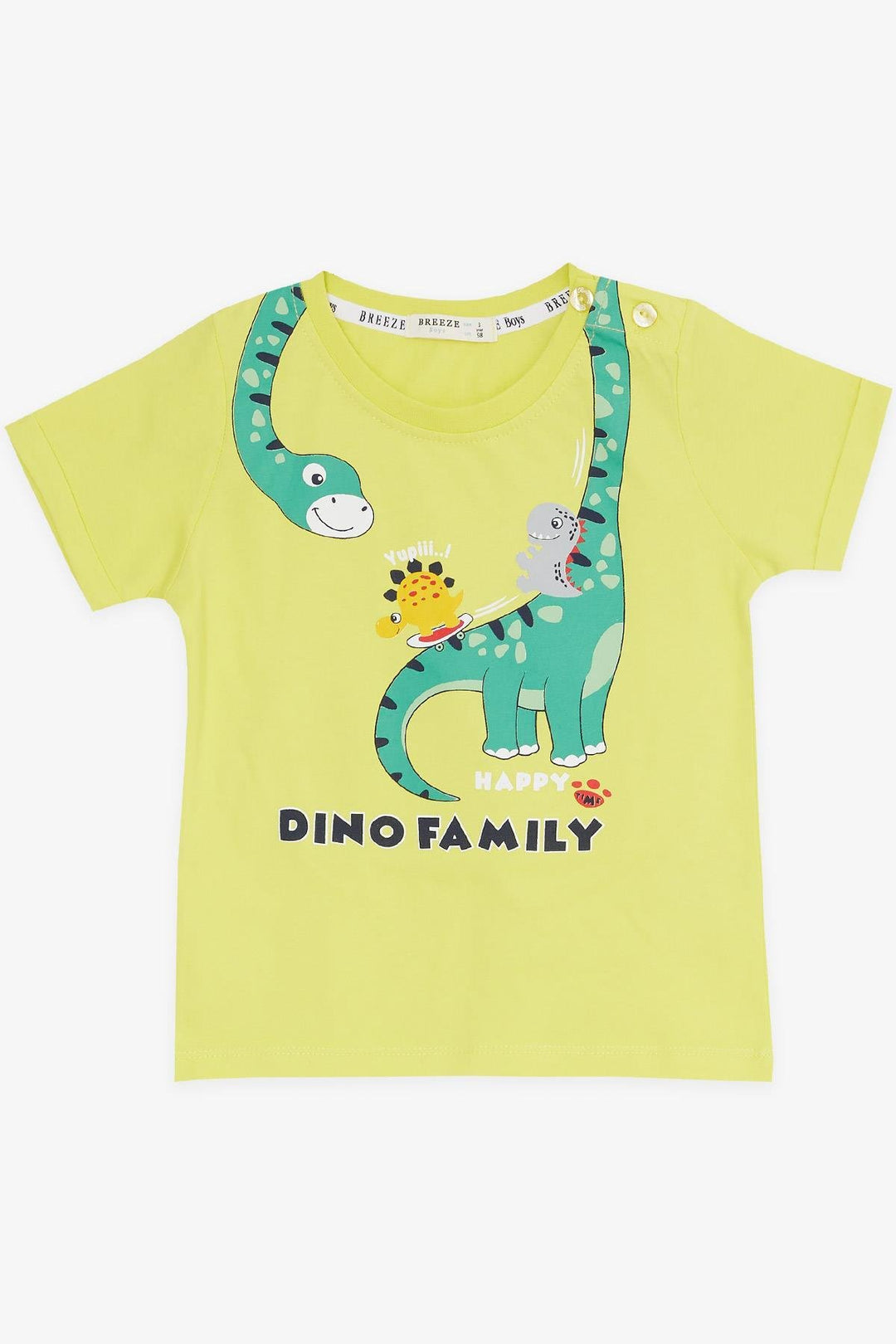 BRE Breeze Girls & Boys Boys Shorts Set Happy Dinosaur Family Printed 1-4 Years, Yellow - Cheltenham