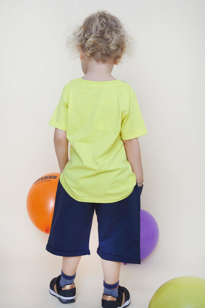 BRE Breeze Girls & Boys Boys Shorts Set Happy Dinosaur Family Printed 1-4 Years, Yellow - Cheltenham
