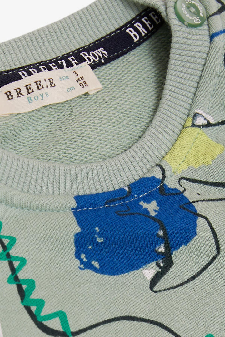 BRE Breeze Girls & Boys Boys Sweatshirt Fun Dinosaurs Patterned 1.5-5 Years, Mint Green - Copperas Cove