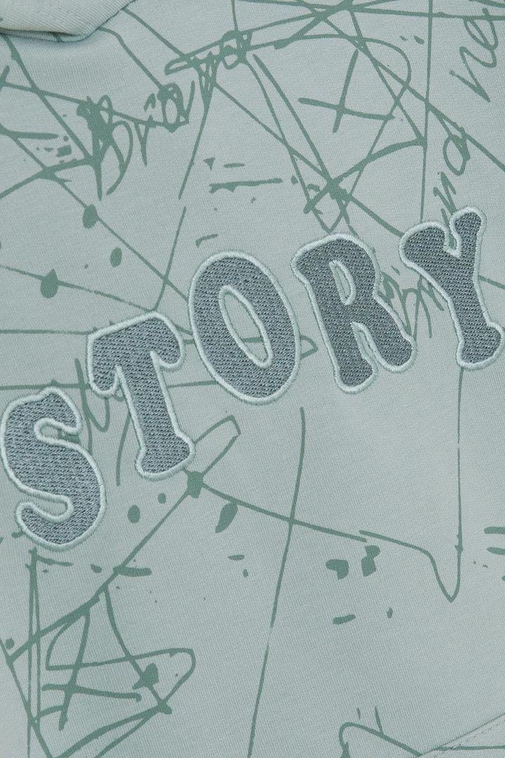 BRE Breeze Girls & Boys Boys Sweatshirt with Kangaroo Pocket Hooded Embroidered Writing 82 Years, Aqua Green - Auburn