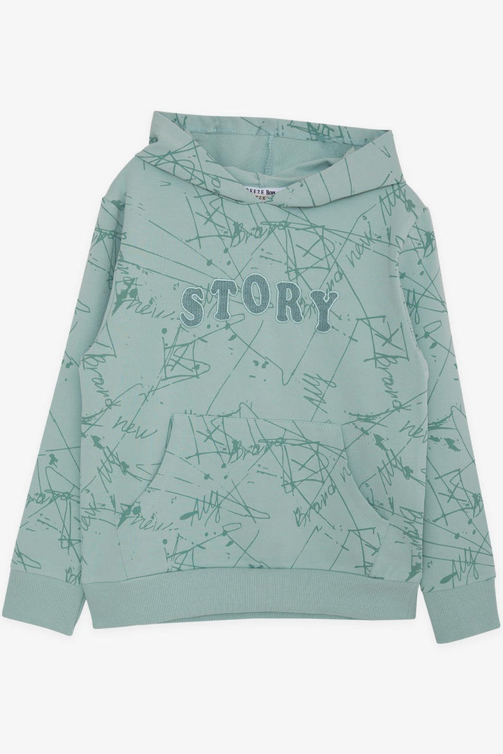 BRE Breeze Girls & Boys Boys Sweatshirt with Kangaroo Pocket Hooded Embroidered Writing 82 Years, Aqua Green - Auburn