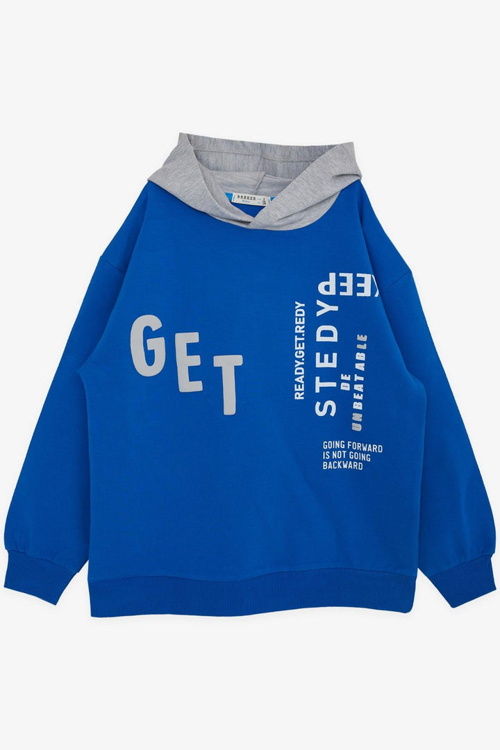 BRE Breeze Girls & Boys Boys Sweatshirt Hooded Printed 84 Years, Saxe Blue - Littlehampton