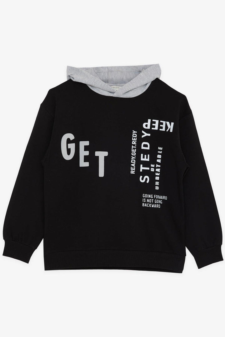 BRE Breeze Girls & Boys Boys Sweatshirt Hooded Printed 84 Years, Black - Laeken
