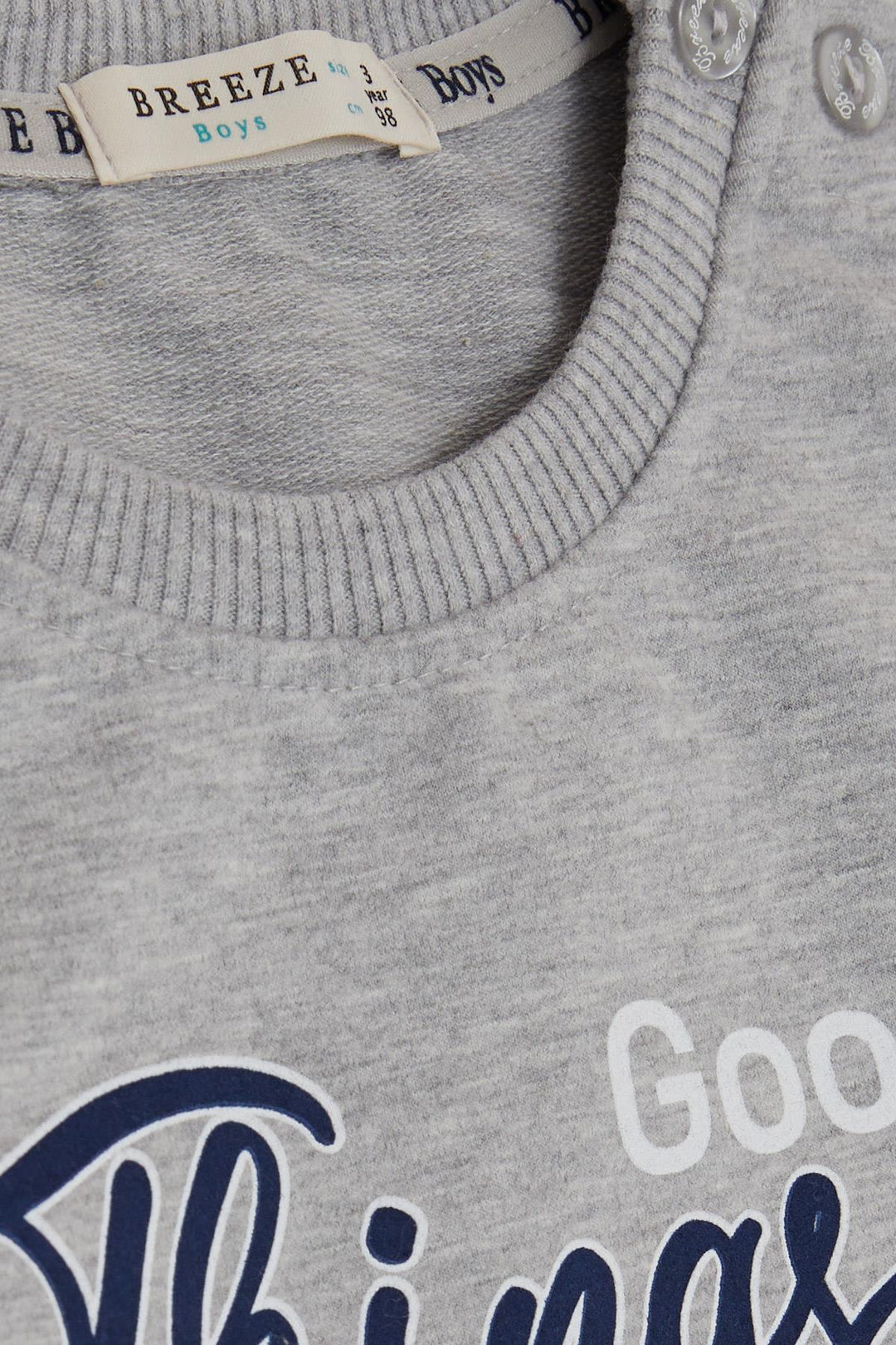 BRE Breeze Girls & Boys Boys Sweatshirt Printed with Text, 2-6 Years, Light Grey Melange - Düsseldorf