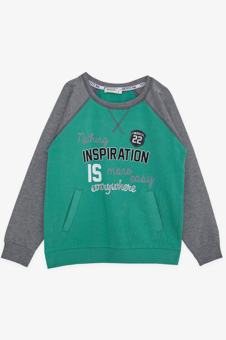 BRE Breeze Girls & Boys Boys Sweatshirt Printed with Pocket 50 Years, Mint Green - Varash