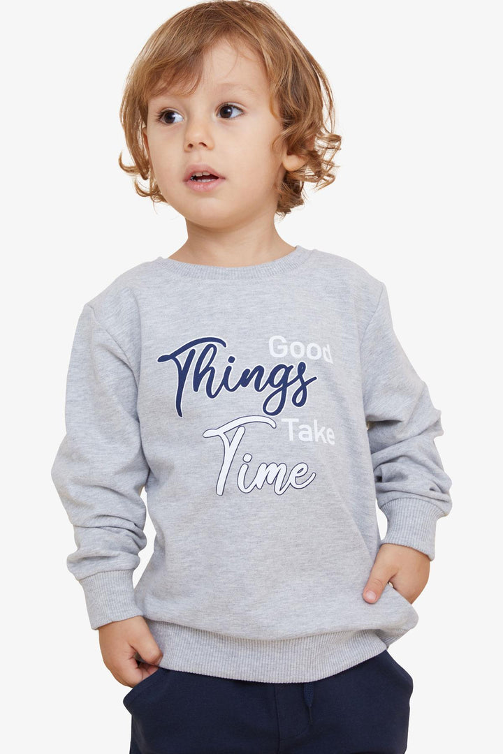 BRE Breeze Girls & Boys Boys Sweatshirt Printed with Text, 2-6 Years, Light Grey Melange - Düsseldorf