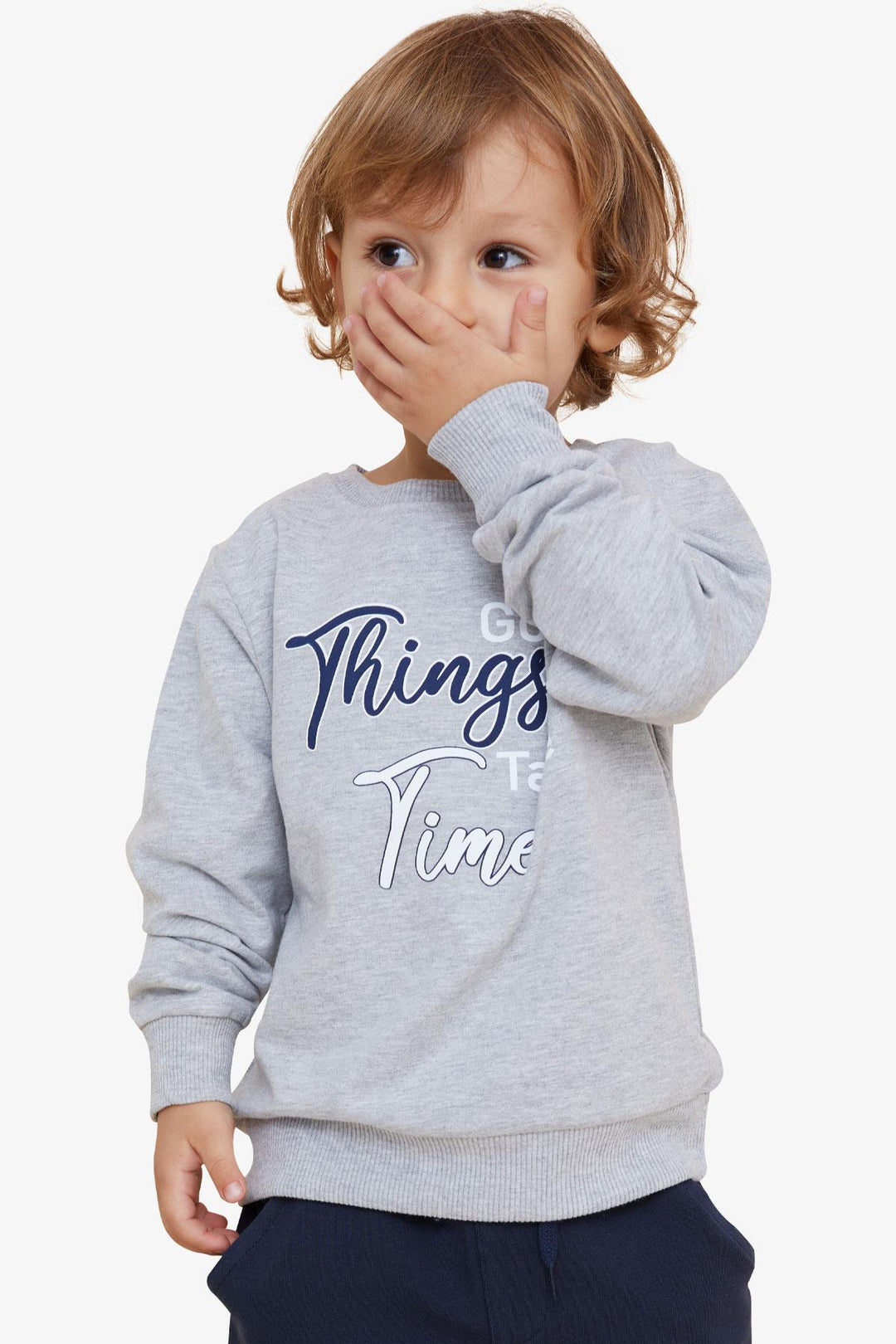 BRE Breeze Girls & Boys Boys Sweatshirt Printed with Text, 2-6 Years, Light Grey Melange - Düsseldorf